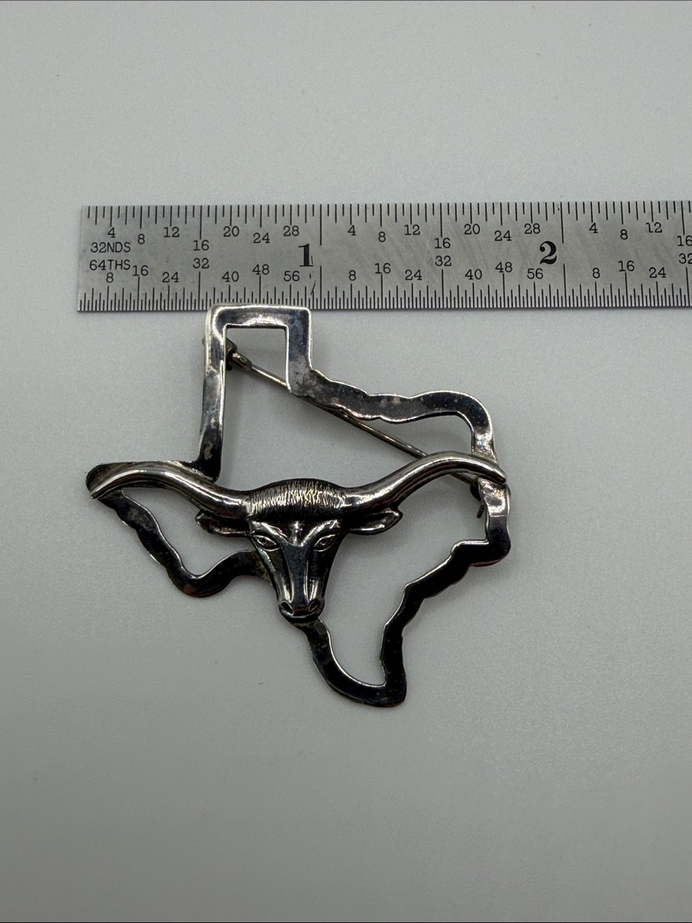 Sterling Silver 925 Texas Longhorn Lapel Pin - Picture 4 of 5